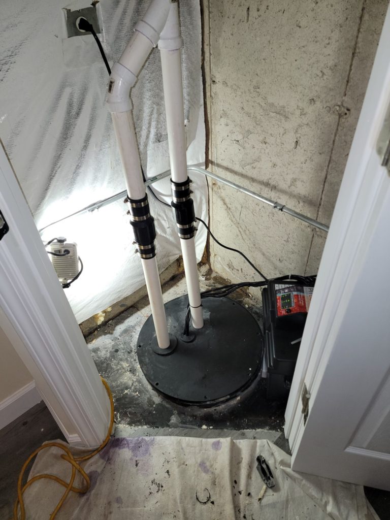 Sump pump in closet