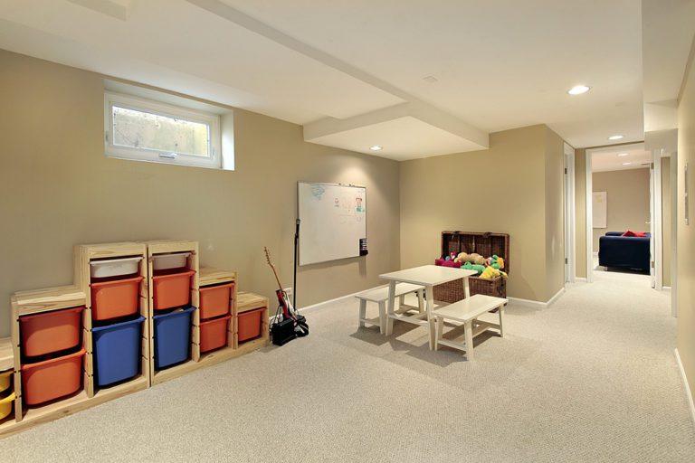 Lower level basement with large play area