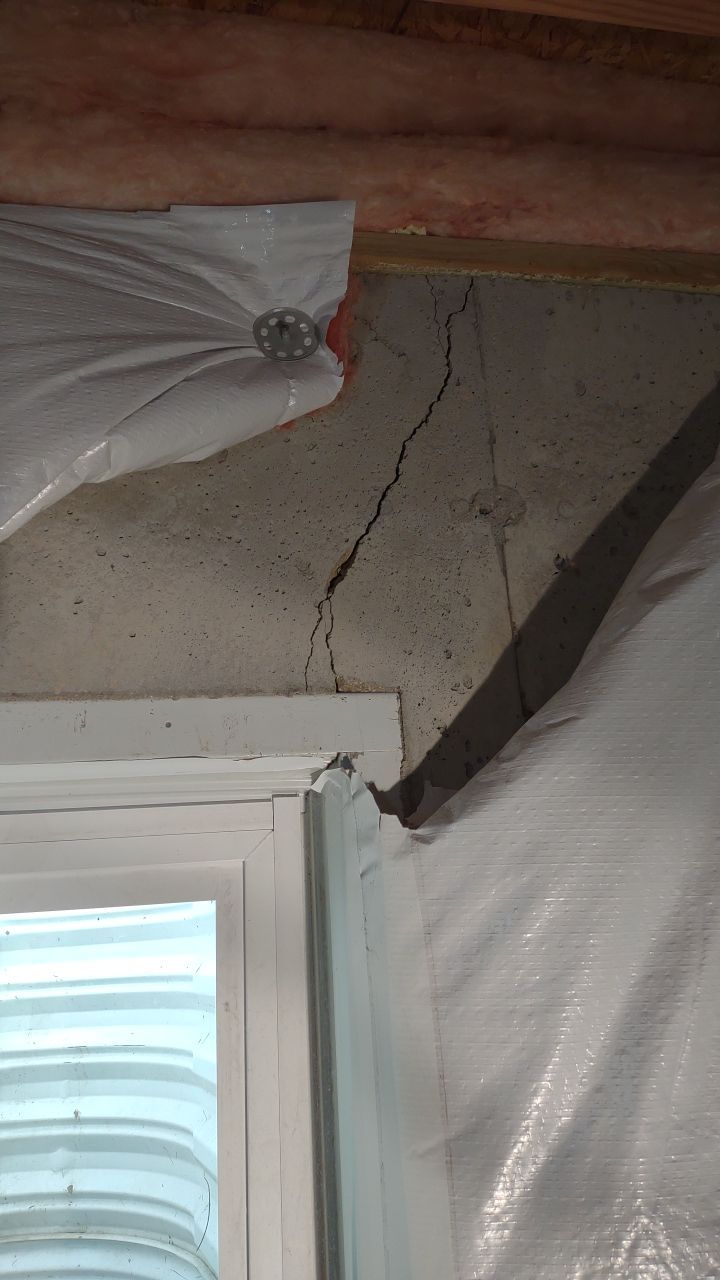 Crack above basement window