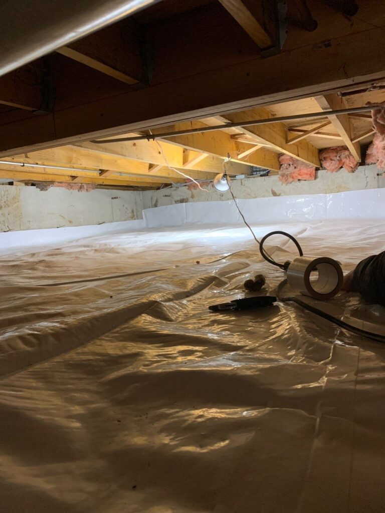 crawl space with barrier