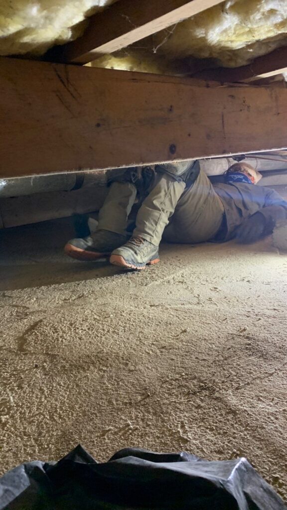 worker in crawl space