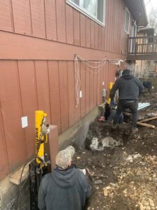 Foundation leveling is when contractors lift your settling foundation using steel piers until it's back to the MPL (maximum practical level or the point before any further movement causes unnecessary damage).