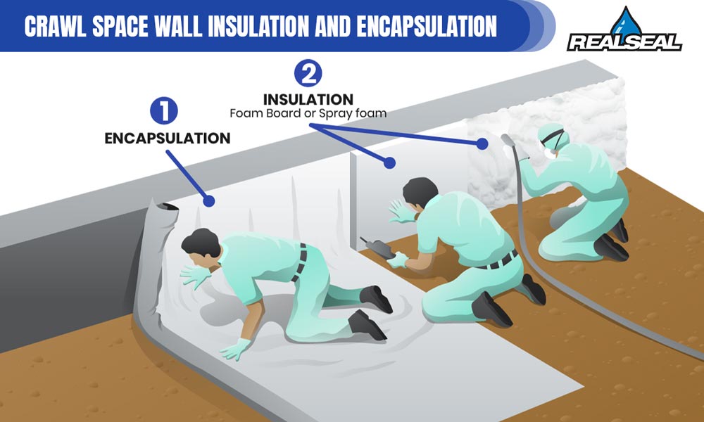 Insulating the crawl space means adding insulation to reduce heat transfer between the crawl space and the living space.