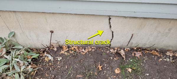 Walk around the property's exterior, looking for any problems with the foundation walls. If there is any bulging, cracks, or uneven areas of the foundation, it should be monitored carefully for any progression.